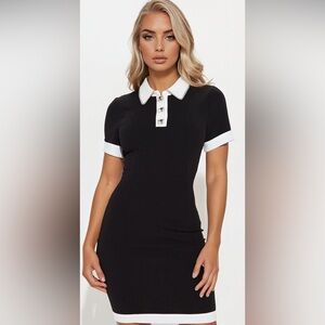 Fashion Nova Black and White Polo Midi Dress